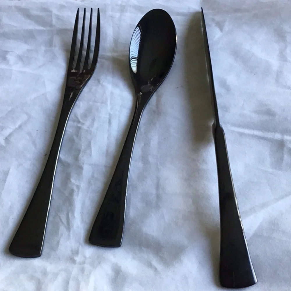 Uniturky Shiny Black Victorian‎ Inspired - 24 Pc Flatware